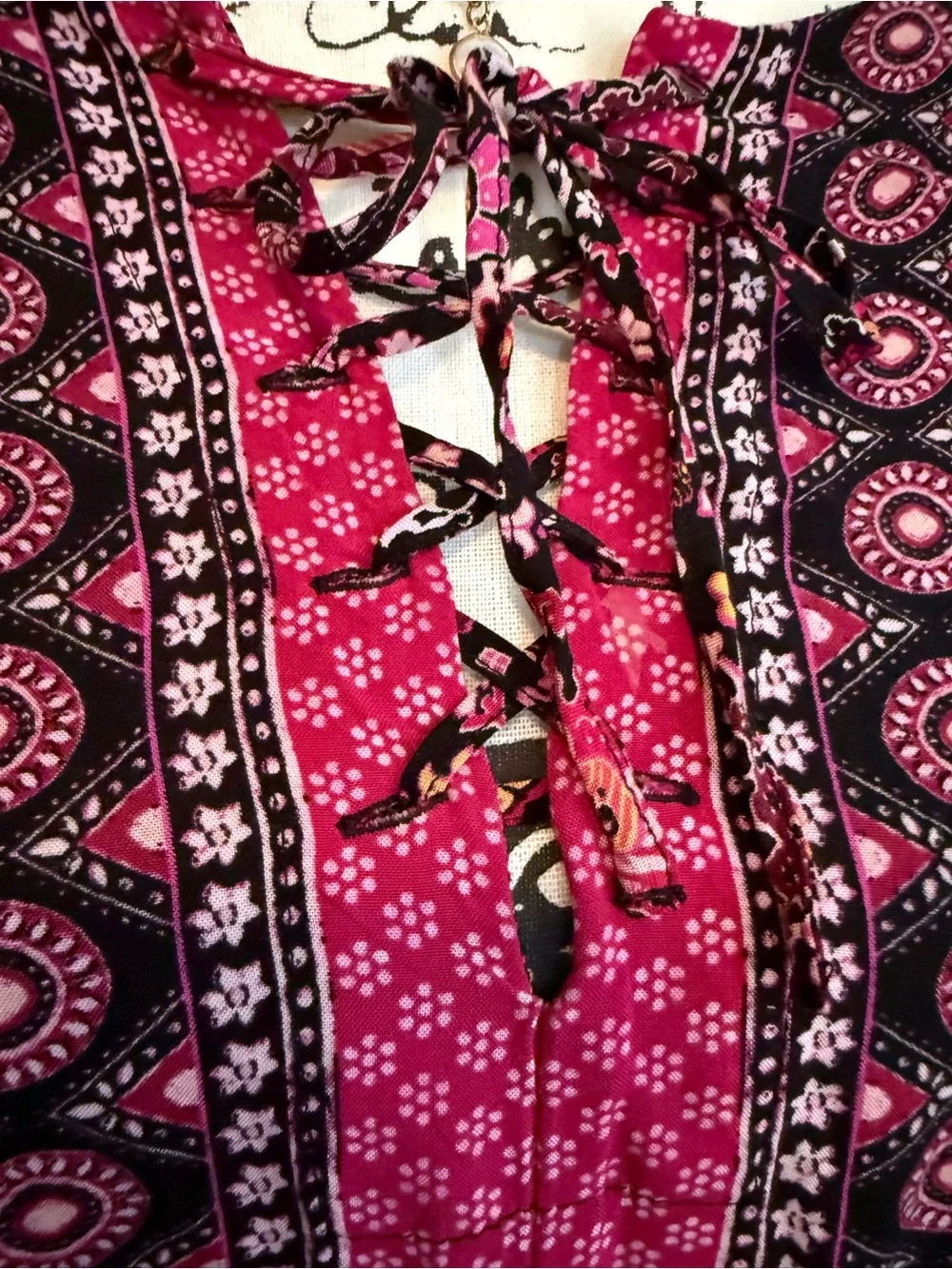 Lane Bryant Floral Boho Maxi Dress in Pink and Black